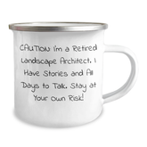 Landscape Architect Humor Gifts from Friends to Men, Funny Camping Mug for Graduation, Caution: Stories Ahead! - 'Stay At Your Own Risk!' - Image 2
